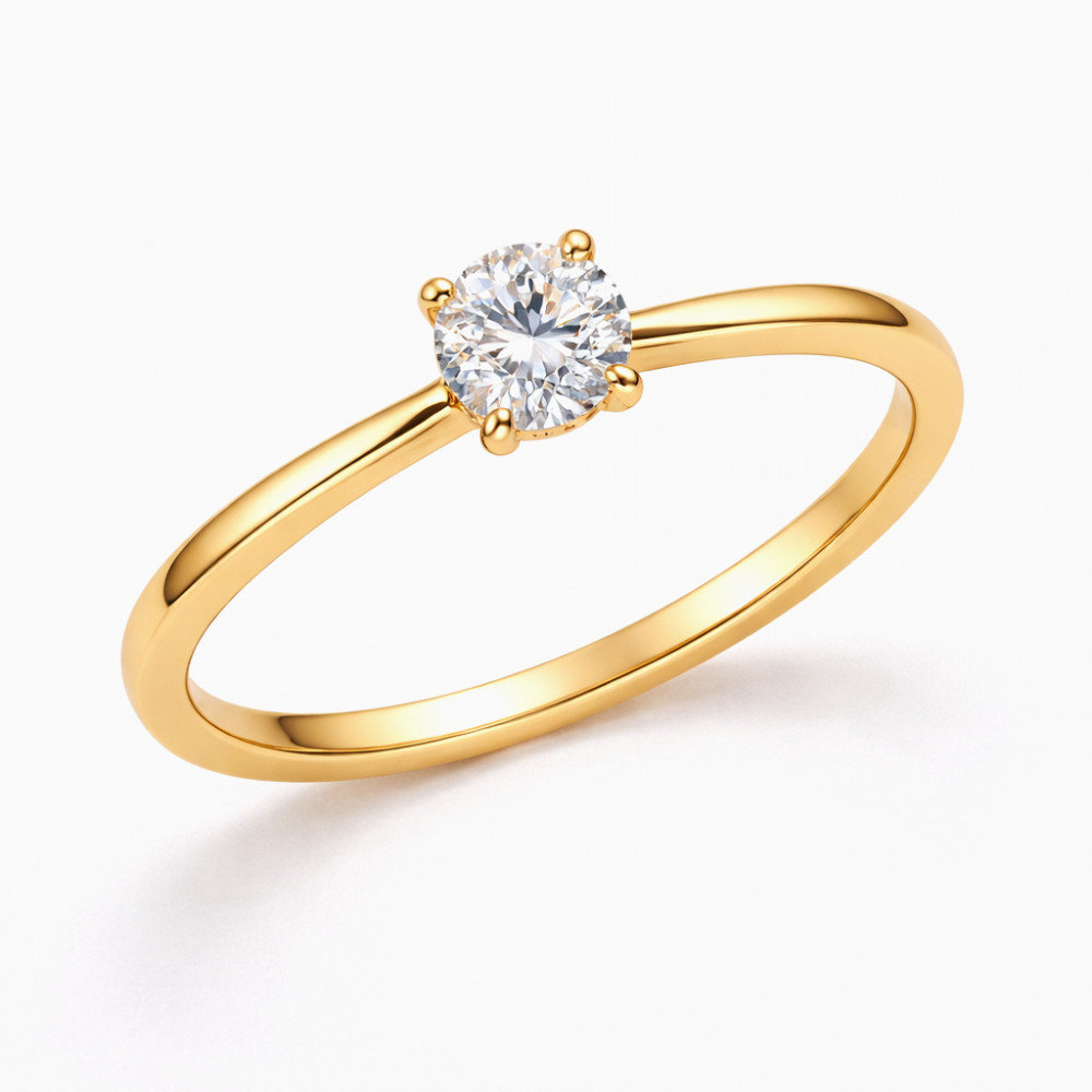 Image of Classic Brilliance Solitaire Diamond Ring in Yellow Gold