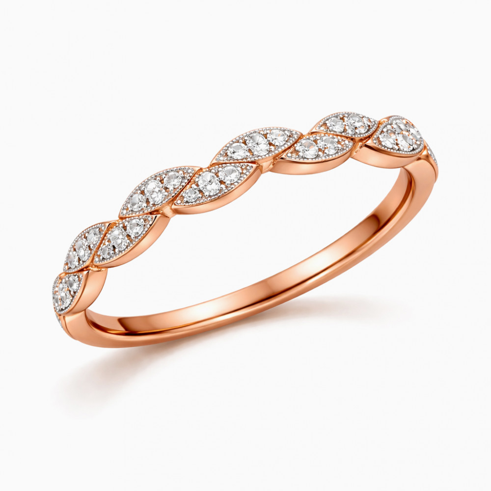 Image of PetalLink Pavé Diamond Ring in Rose Gold