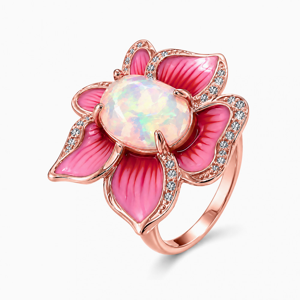 Image of Pink Lily Opal Rose Gold Statement Ring