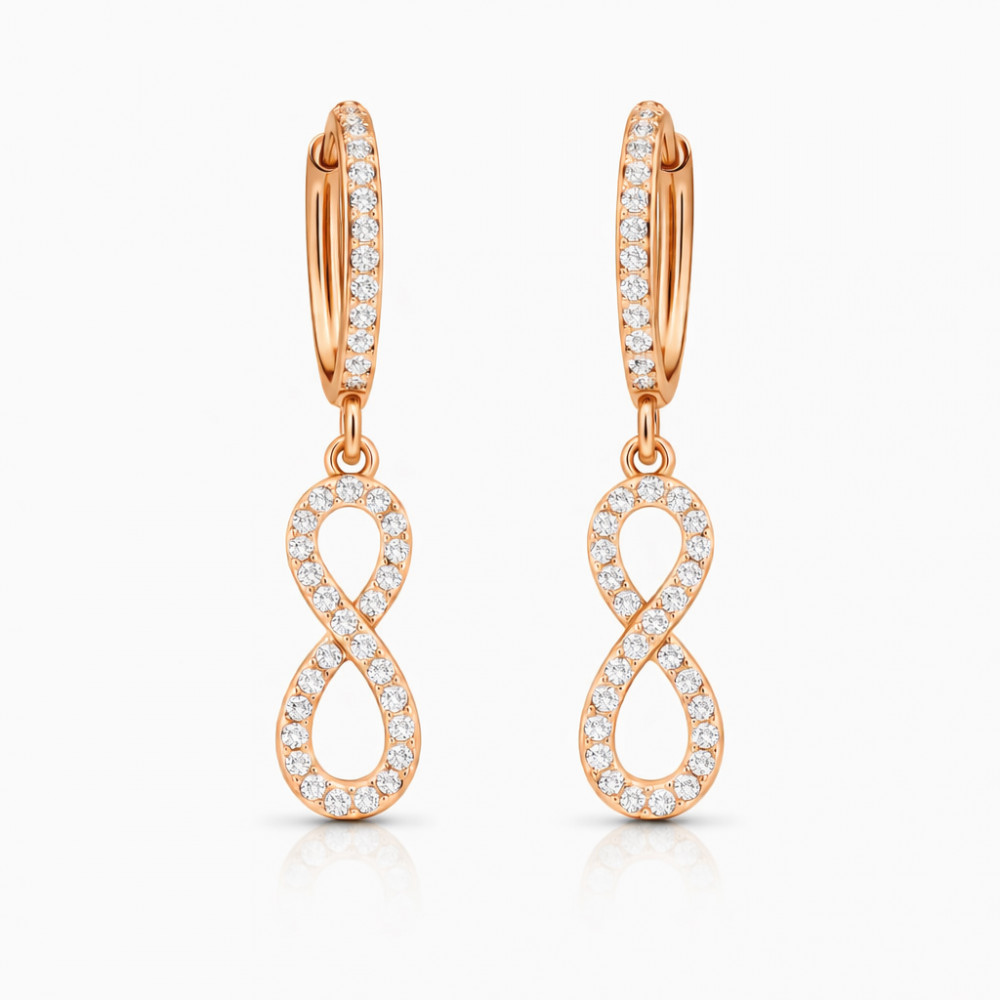 Image of Infinity Spark Diamond Drop Earrings in Rose Gold