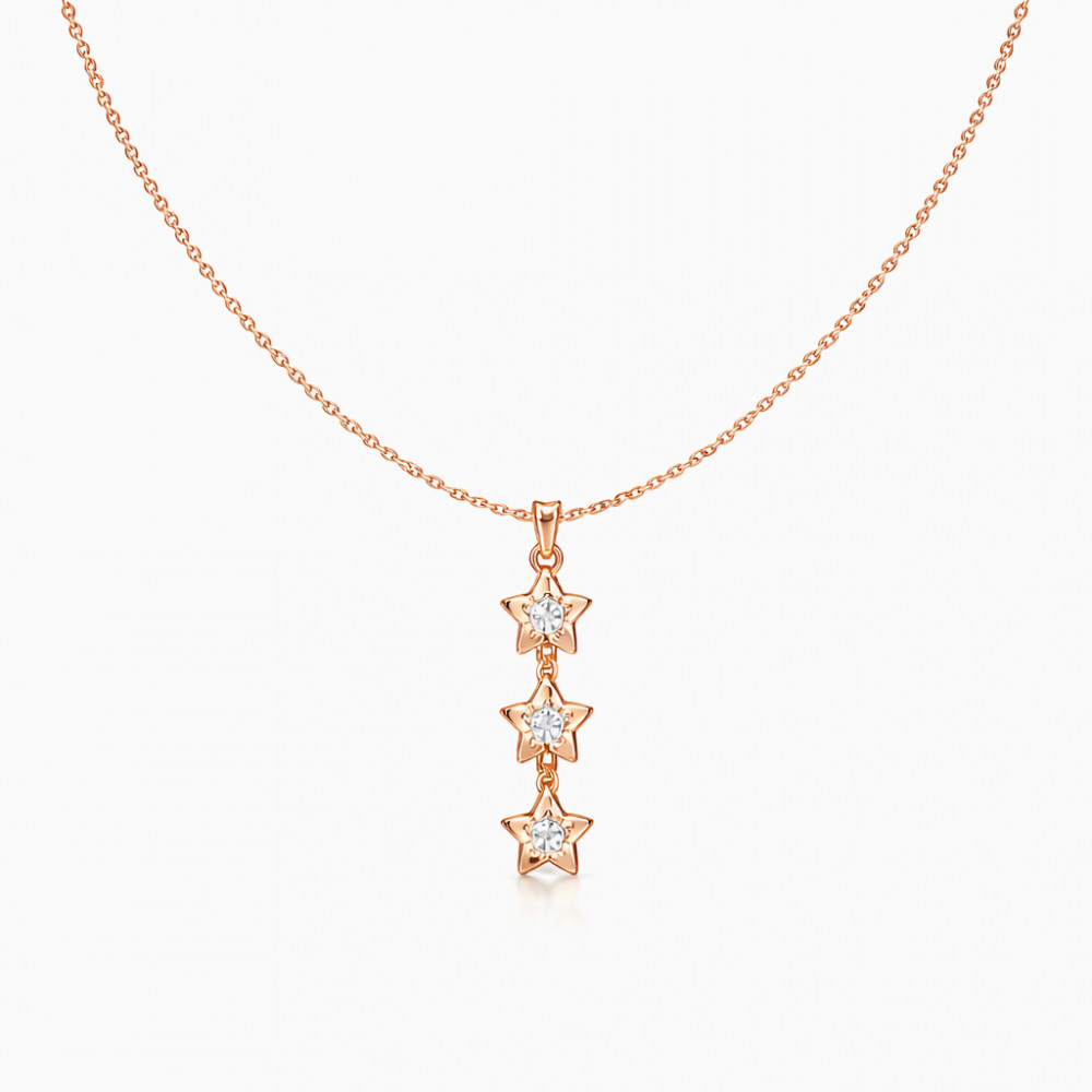 Image of Triple Star Diamond Drop Necklace in Rose Gold