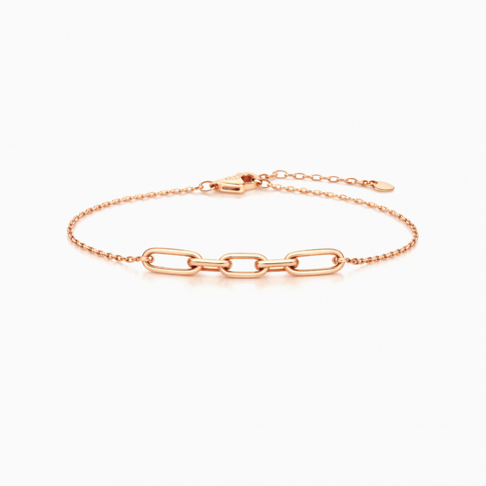 Image of Minimalist Paperclip Link Rose Gold Chain Bracelet