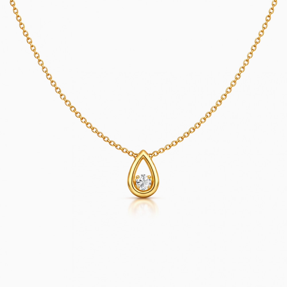 Image of Elegant Teardrop Diamond Pendant Gold Chain Necklace