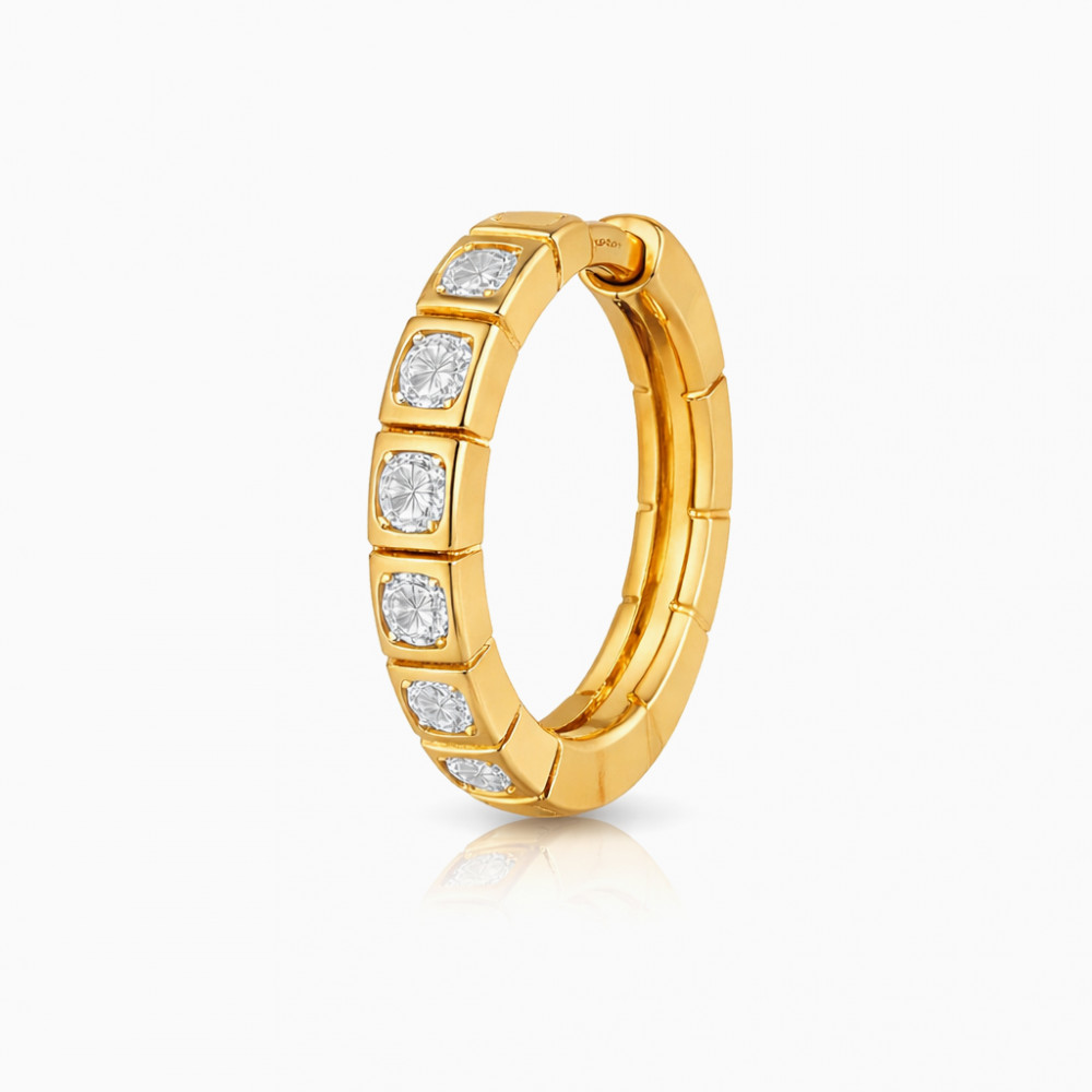 Image of Minimalist Diamond Huggie Hoop Earring in Yellow Gold