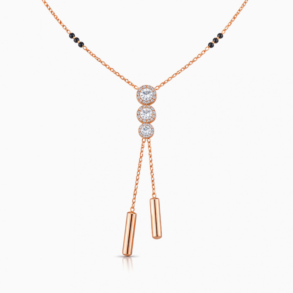 Image of Rose Gold Diamond Drop Mangalsutra Necklace