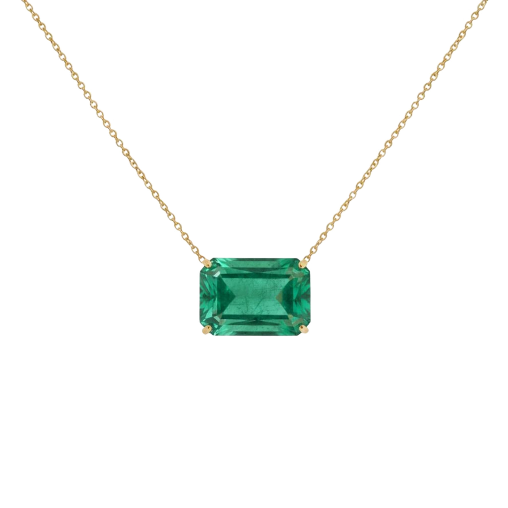 18K Emerald Cut Gold Pendant.
