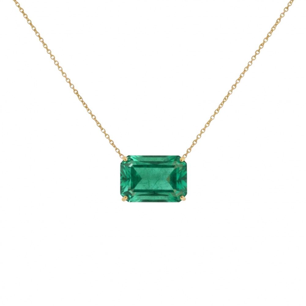 Image of 18K Emerald Cut Gold Pendant.
