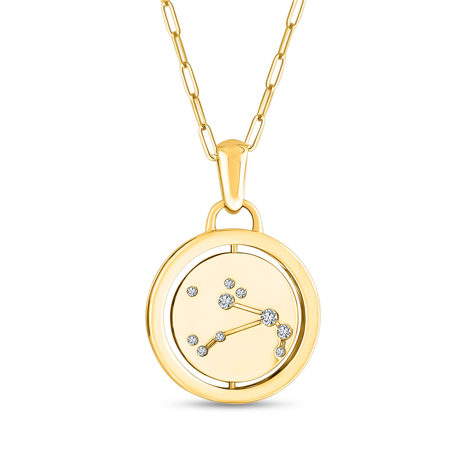 Aries Zodiac Constellation 14K Gold Pendant