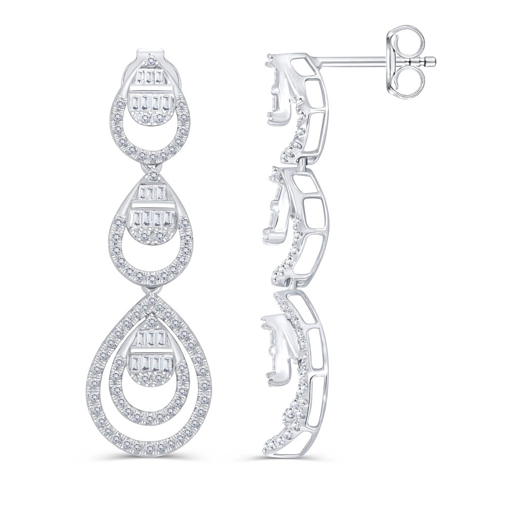 Image of Baguette &amp; Round Diamond long Earrings