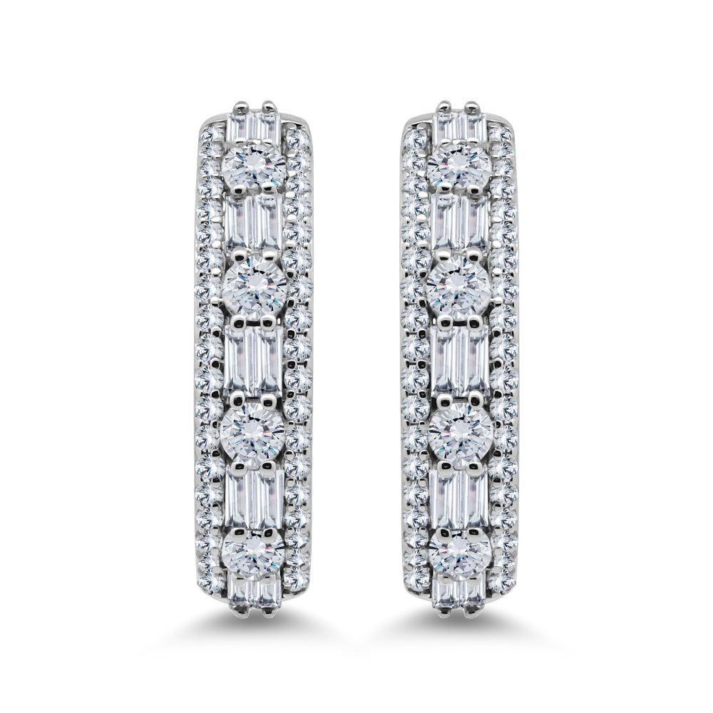 Image of Baguette &amp; Round Hoops Partywear Earrings