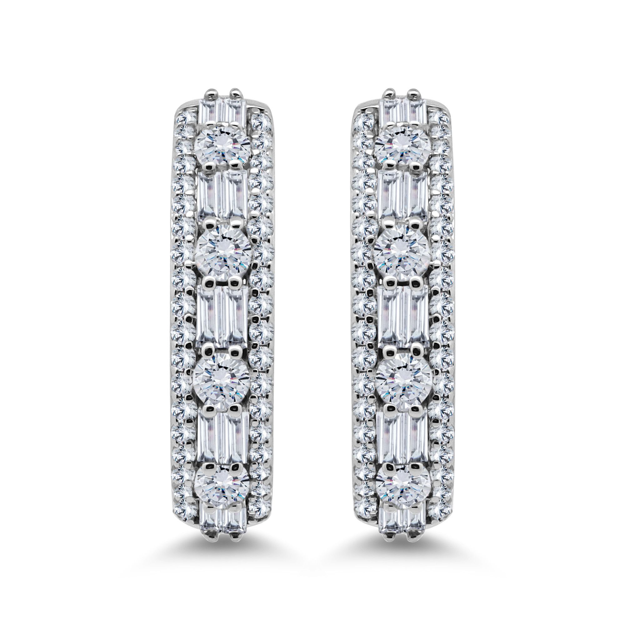 Baguette & Round Hoops Partywear Earrings