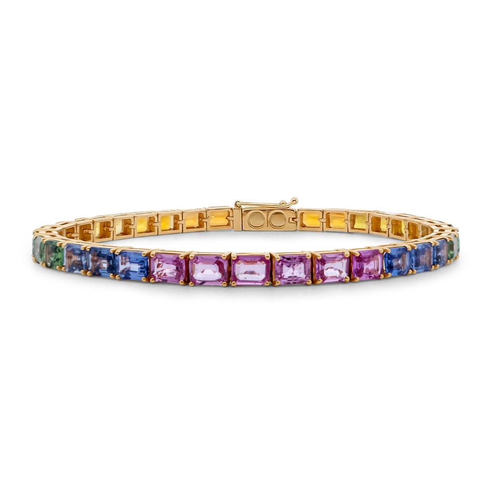 Image of 18k Ombré Rainbow Baguette Tennis Bracelet