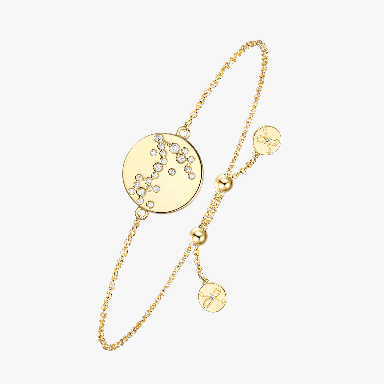 Pisces Zodiac Constellation 14K Gold Bracelet