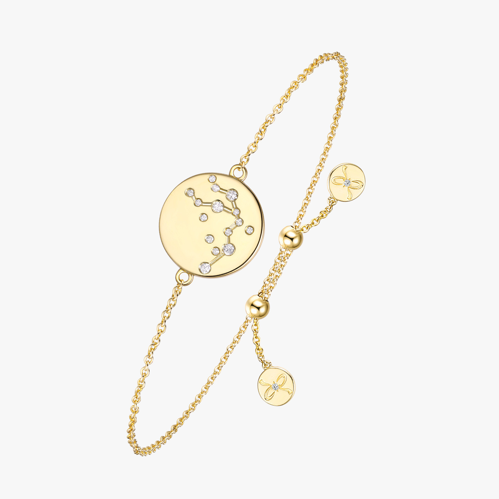 Aquarius Zodiac Constellation 14K Gold Bracelet