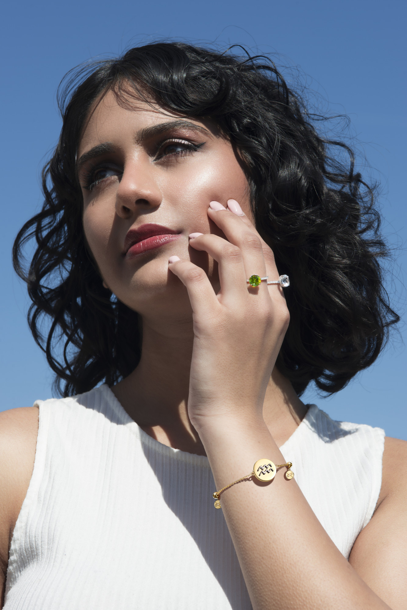 Aquarius Zodiac Constellation 14K Gold Bracelet