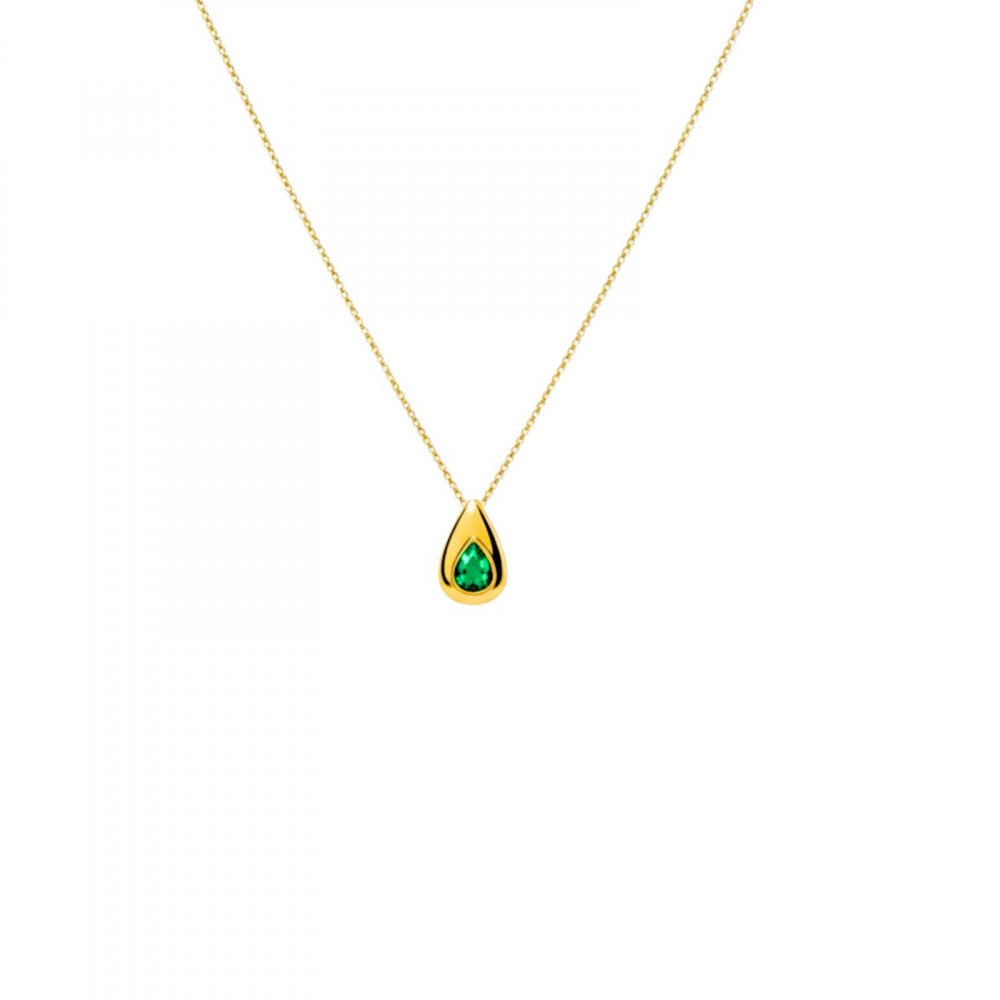 Image of Dainty Emerald Teardrop Bezel Necklace