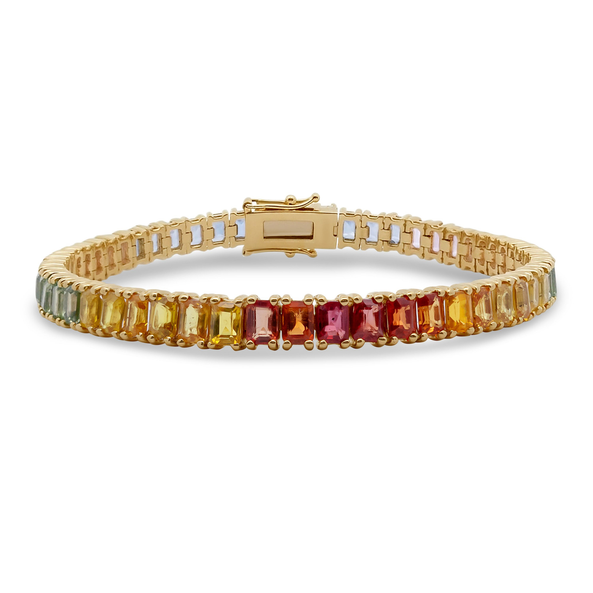14k Ombr Rainbow Baguette Tennis Bracelet