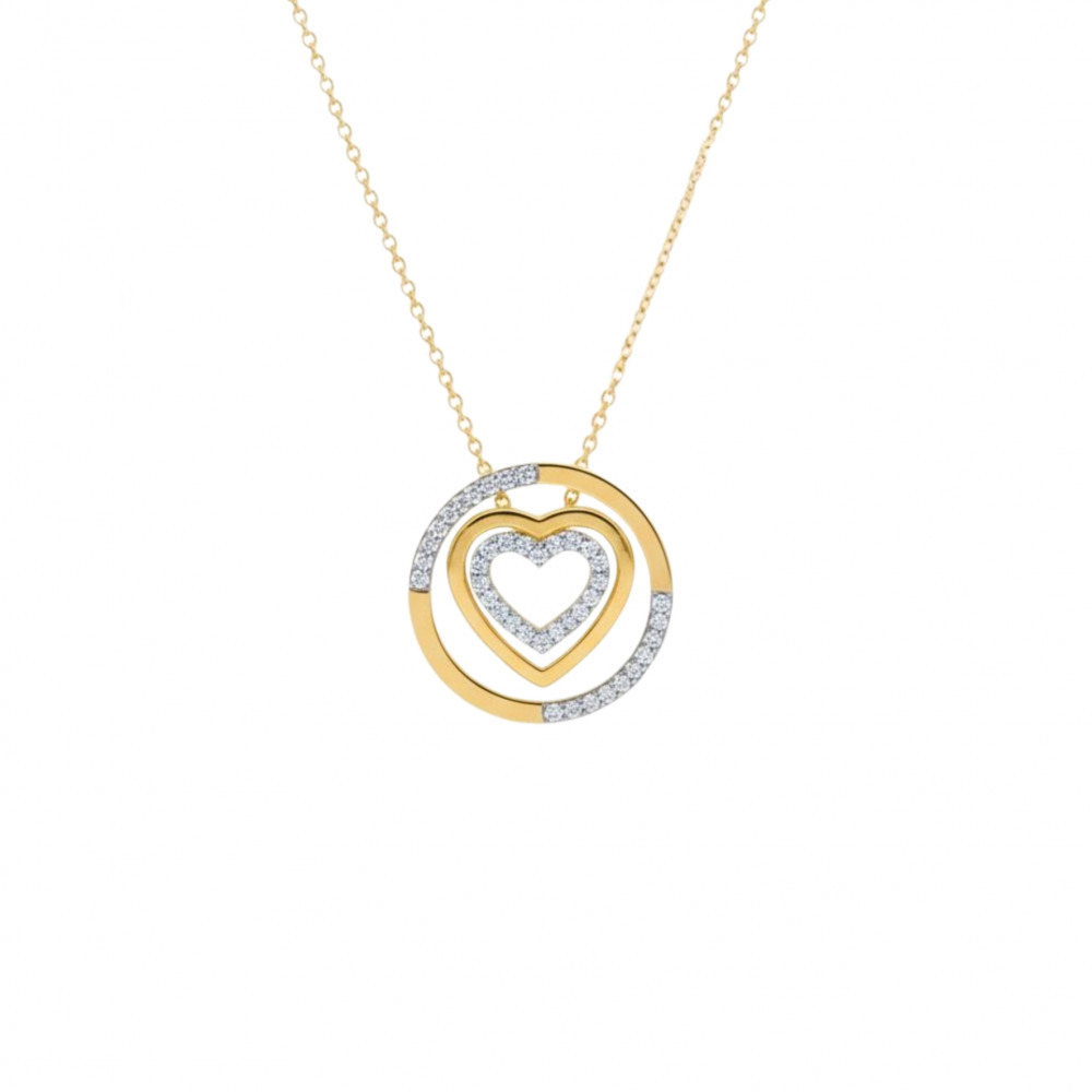 Image of Double Heart Diamond Pendant Necklace in 18K Gold