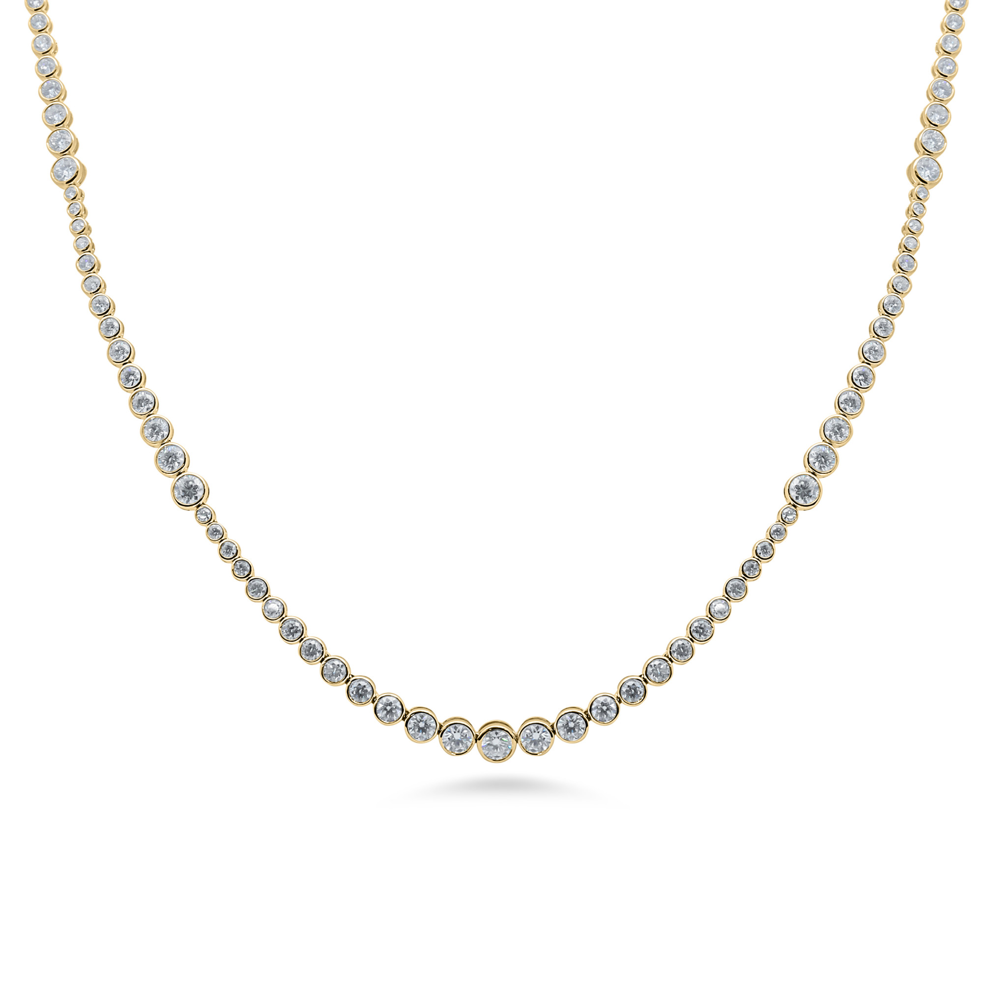 14K Yellow Gold Natural Diamond Bezel-Set Necklace