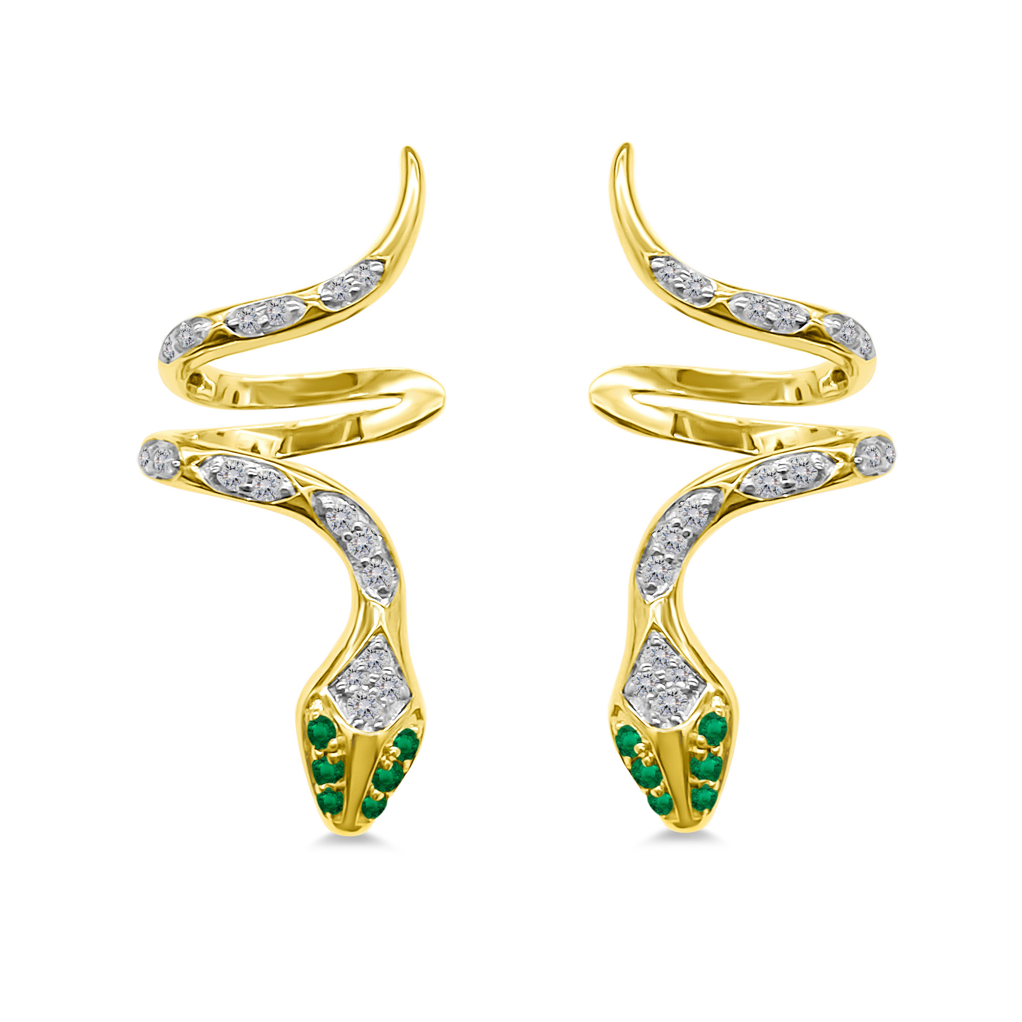 Coiling Serphent Emerald Earcuff