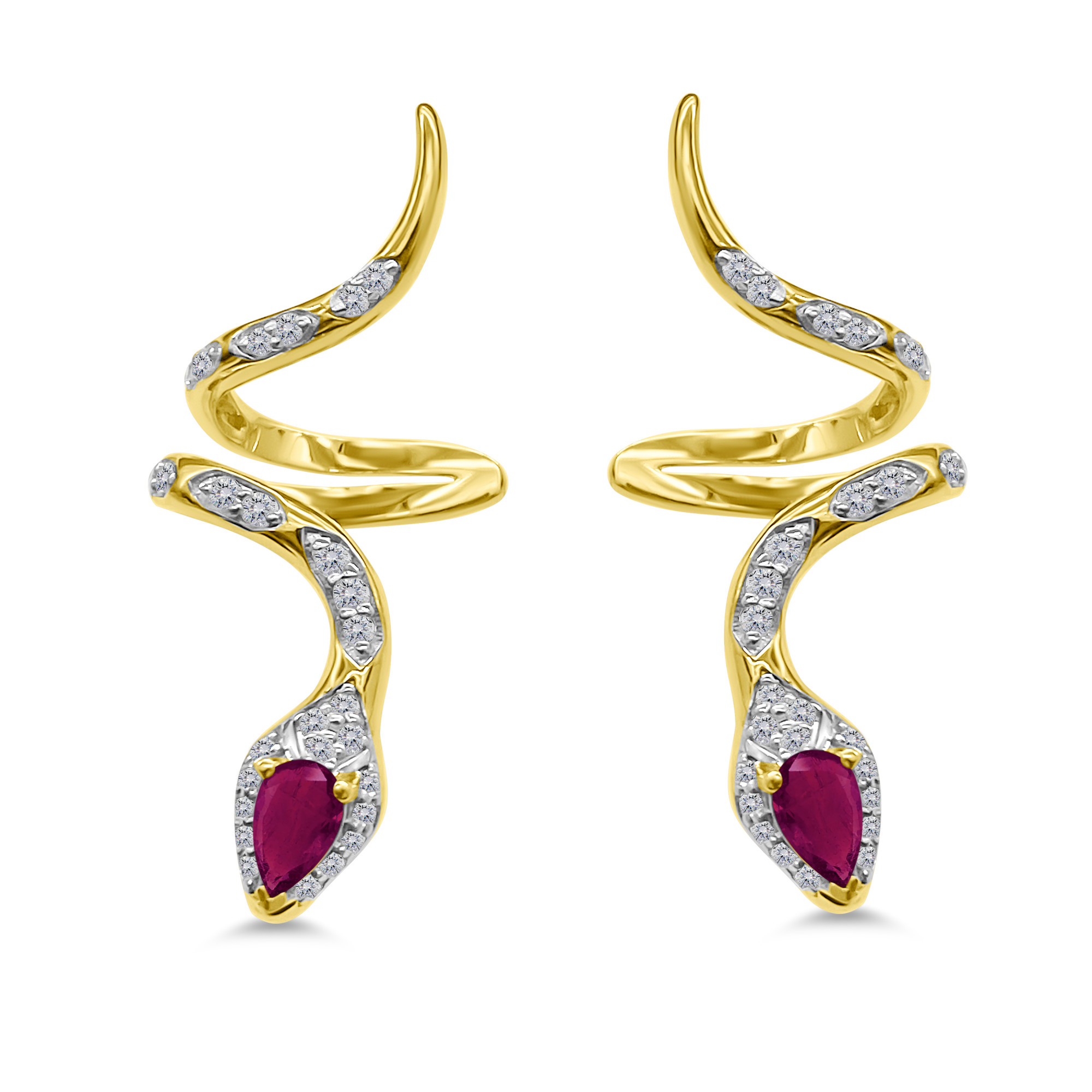 Coiling Serphent Ruby Earrings