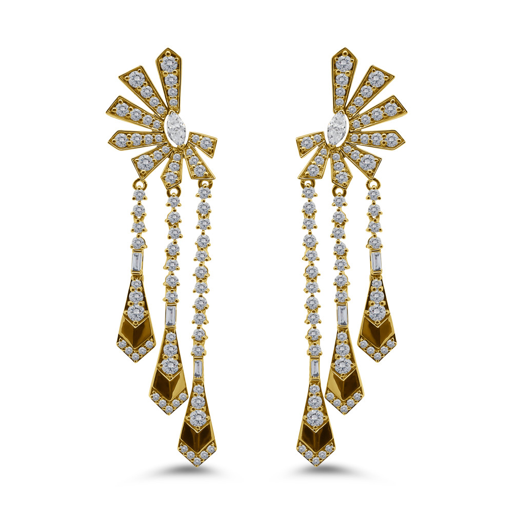 Image of Aurelia Diamond Tassel Earrings