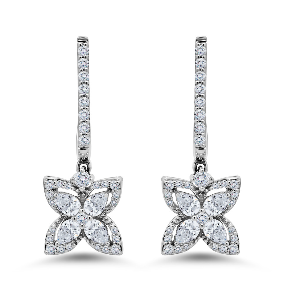 Image of Elegant marquise and round diamond earrings