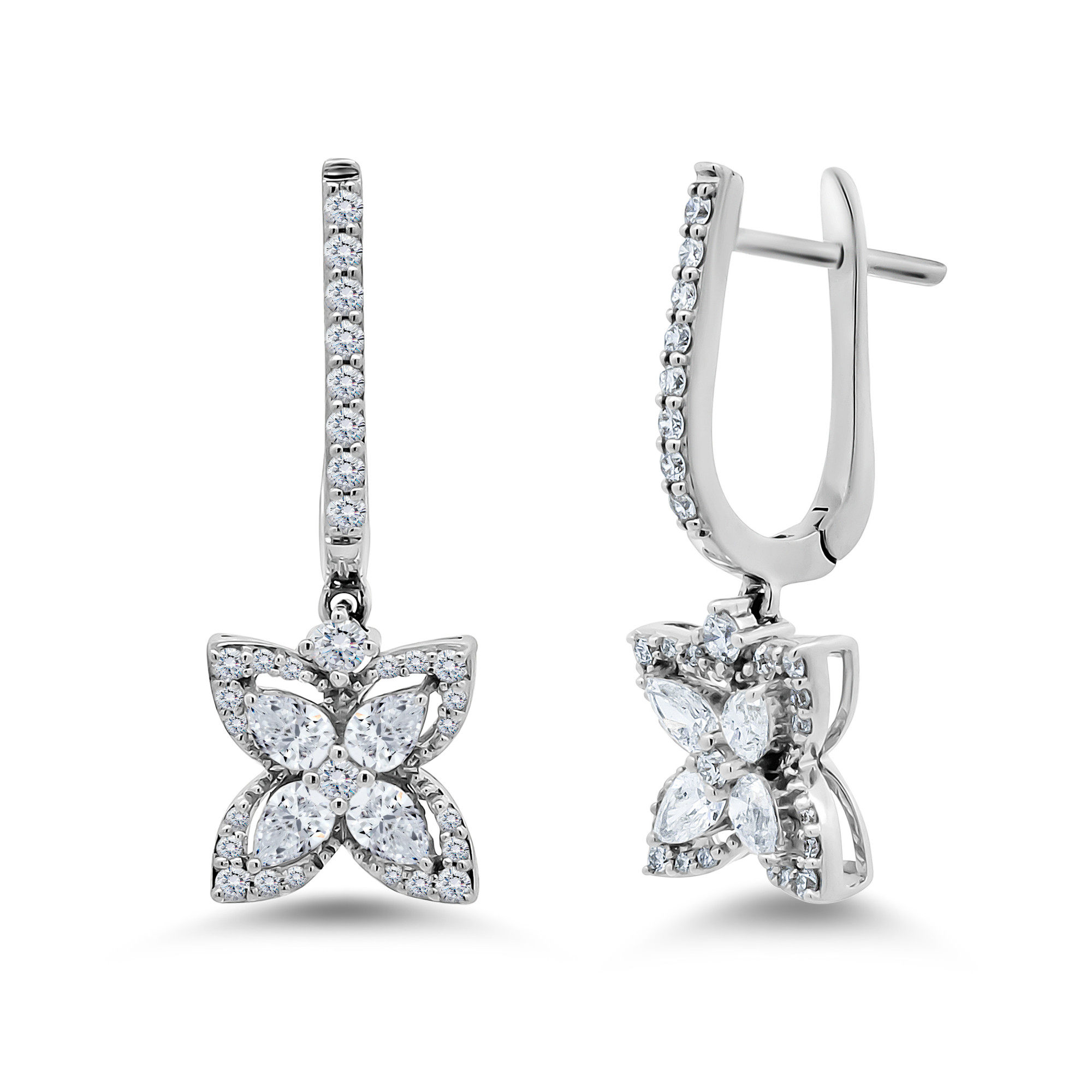 Elegant marquise and round diamond earrings
