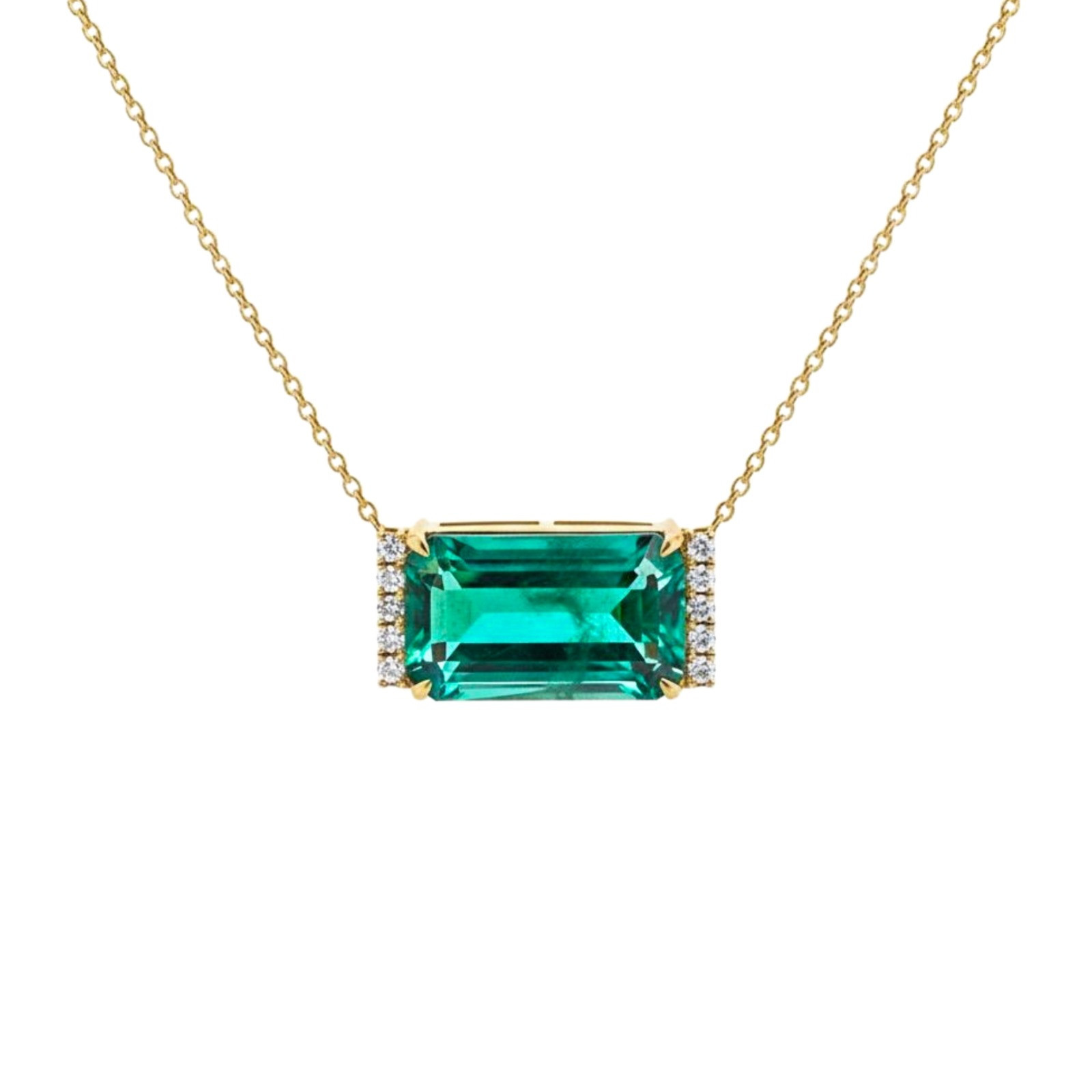 Emerald-Cut Green Pendant Necklace