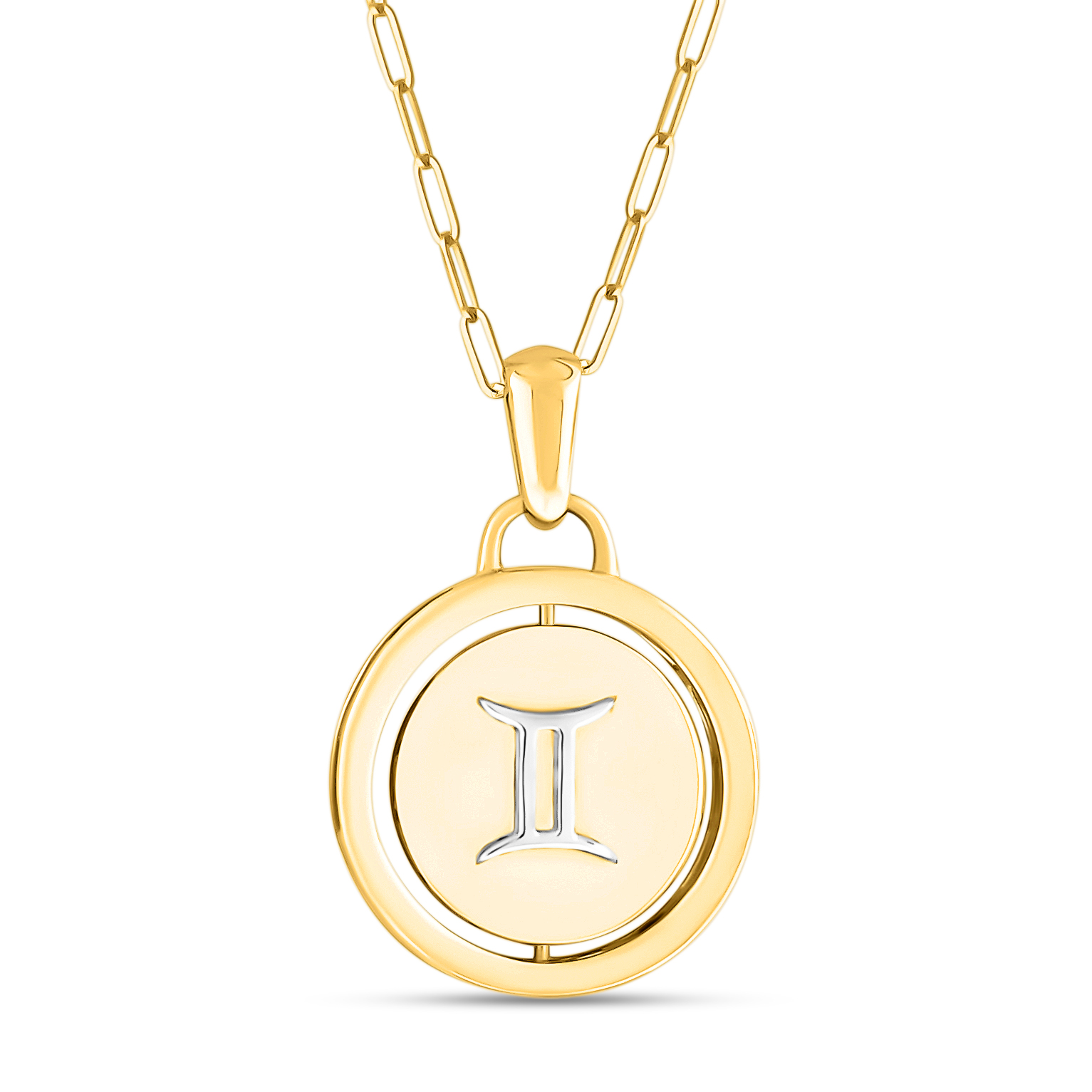 Gemini Zodiac Constellation 14K Gold Pendant