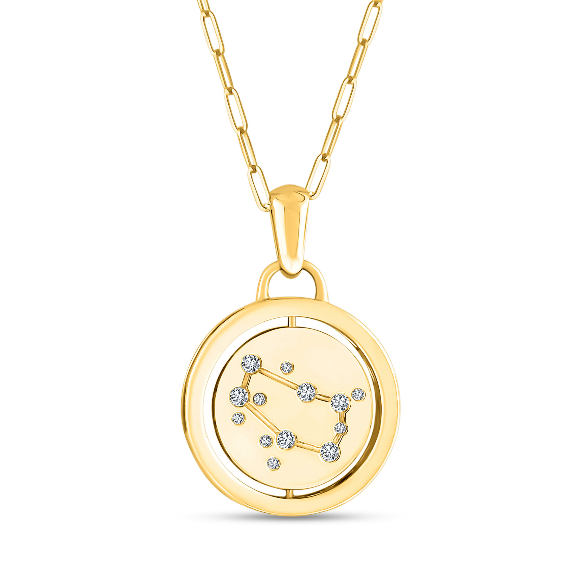 Gemini Zodiac Constellation 14K Gold Pendant