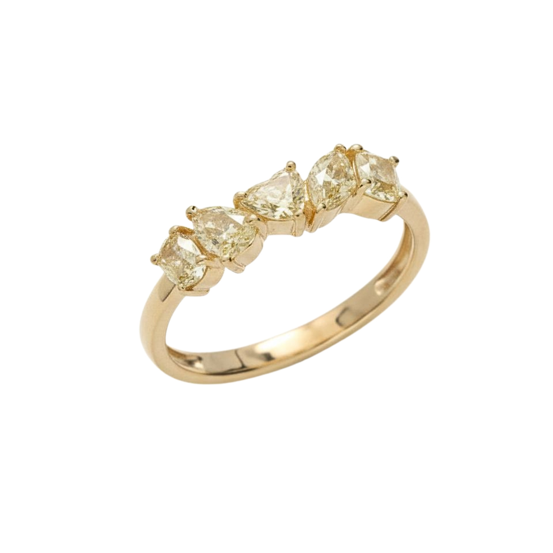 Heart, Oval, Pear & Round Yellow Diamond Ring