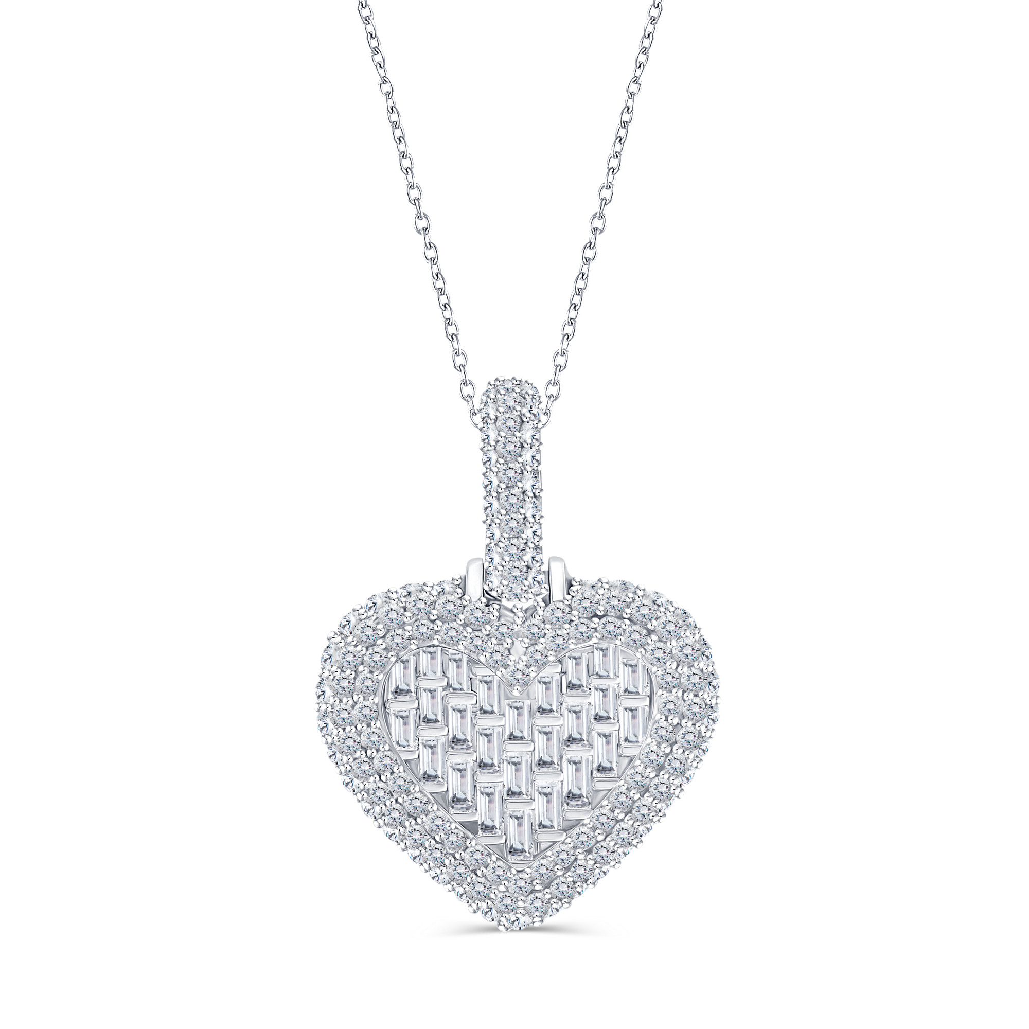 Heart Zigzag Baguette Pendant