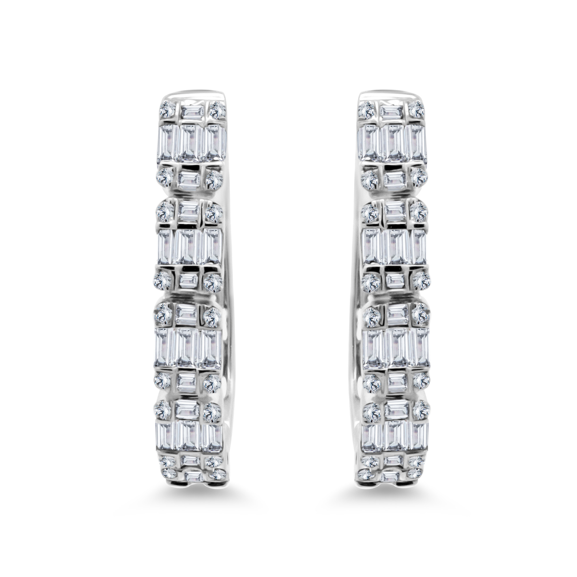 Radiance Hoop Earrings with Round & Baguette Diamonds