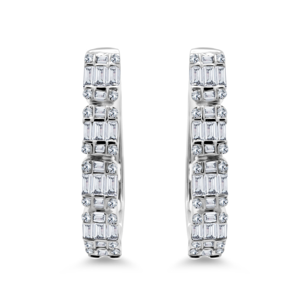 Image of Radiance Hoop Earrings with Round &amp; Baguette Diamonds