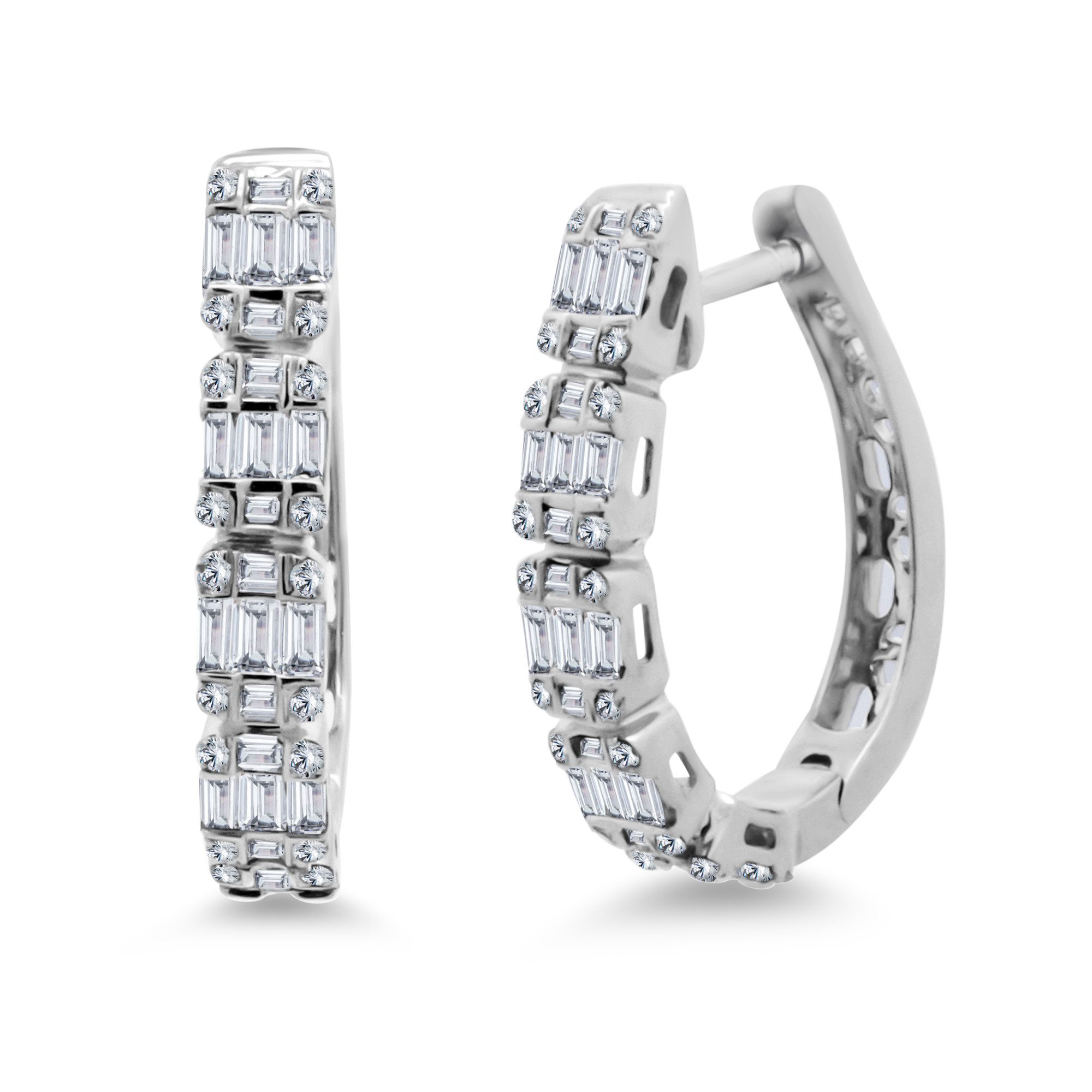 Radiance Hoop Earrings with Round & Baguette Diamonds