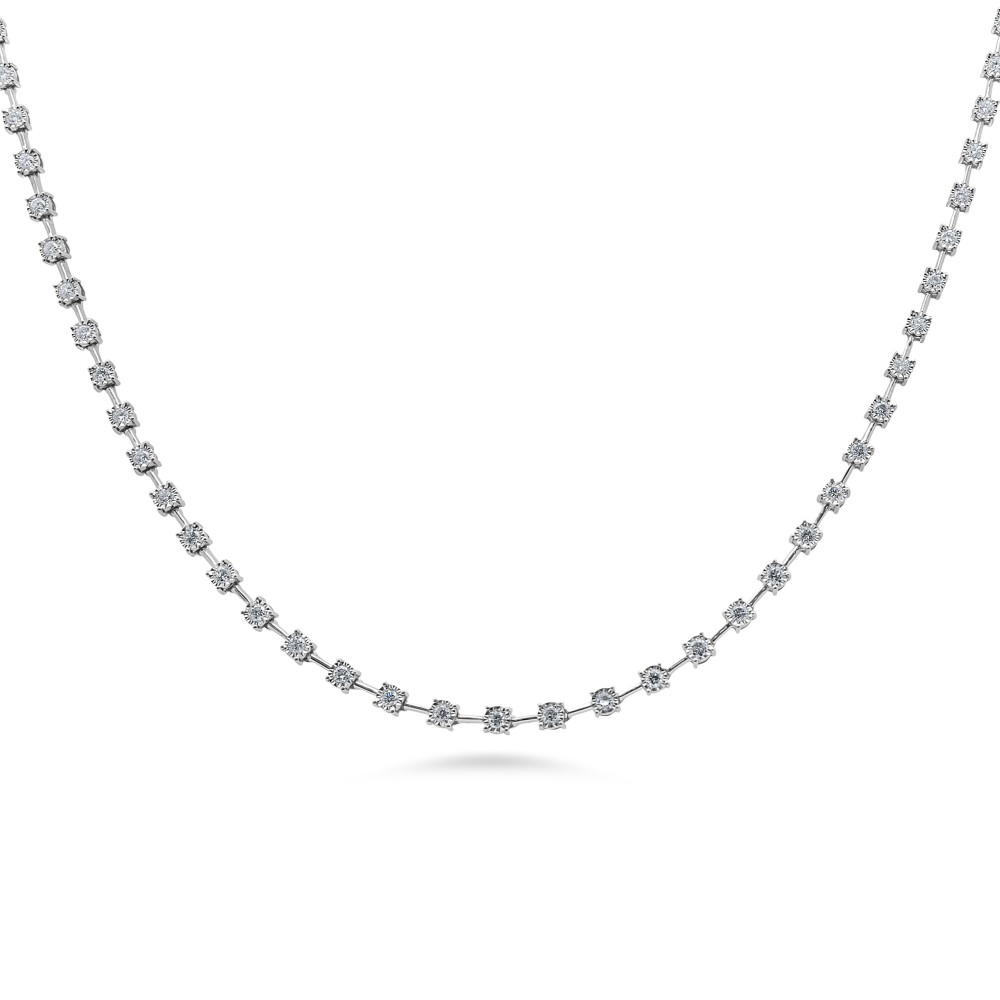 Image of 18K White Gold Tennis Necklace