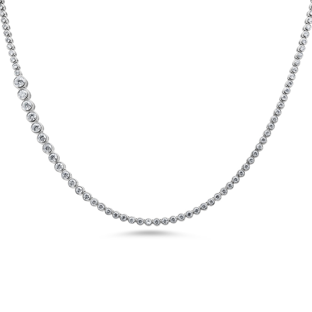 Image of 18K White Gold Natural Diamond Bezel-Set Necklace
