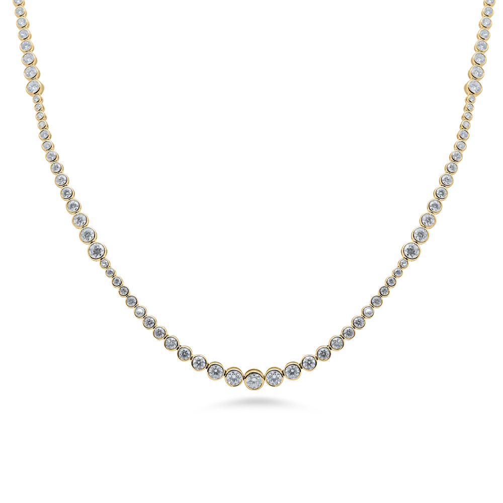 Image of 18K Yellow Gold Natural Diamond Bezel-Set Necklace