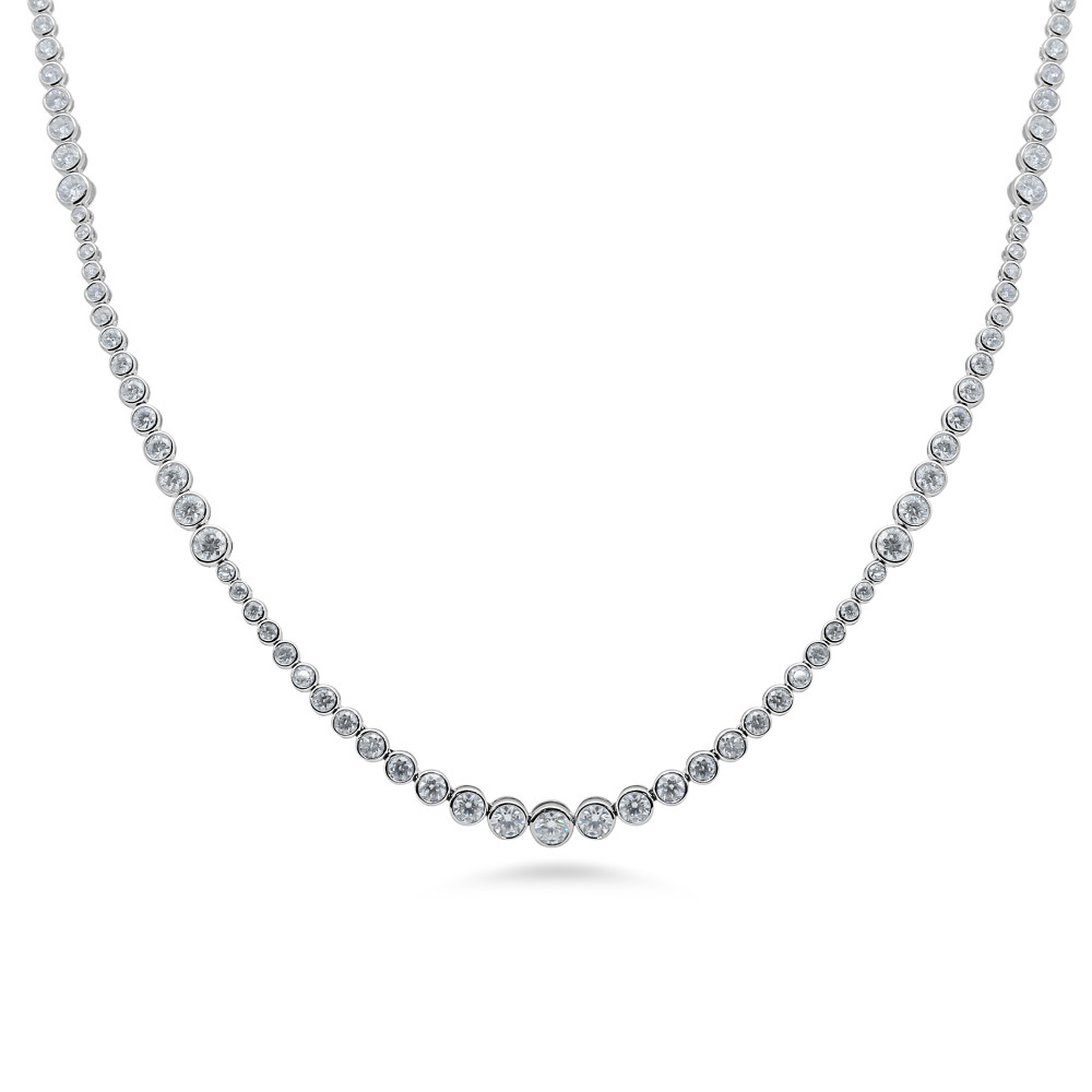 Image of 18K White Gold Natural Diamond Bezel-Set Necklace