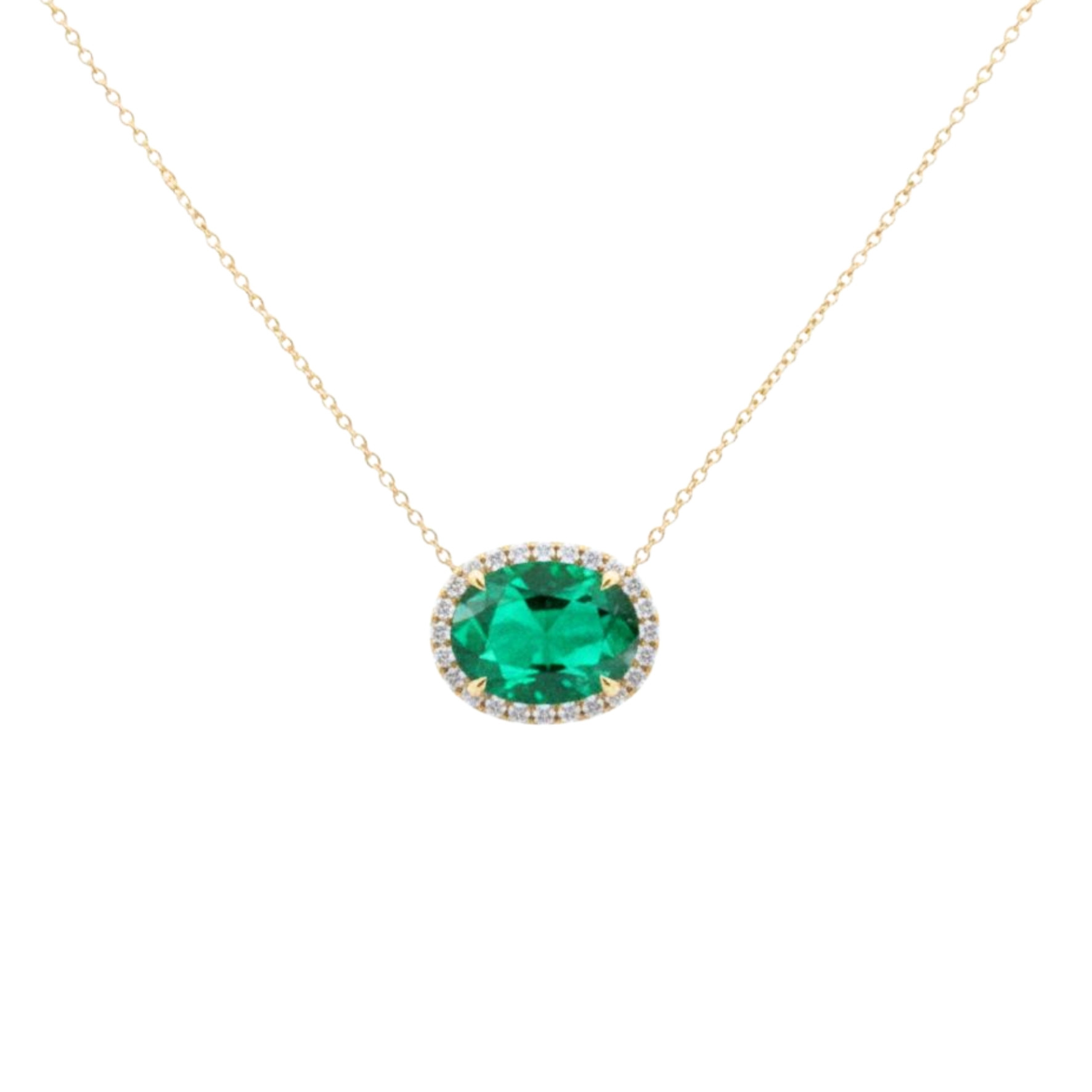 Verdant Oval Emerald Necklace