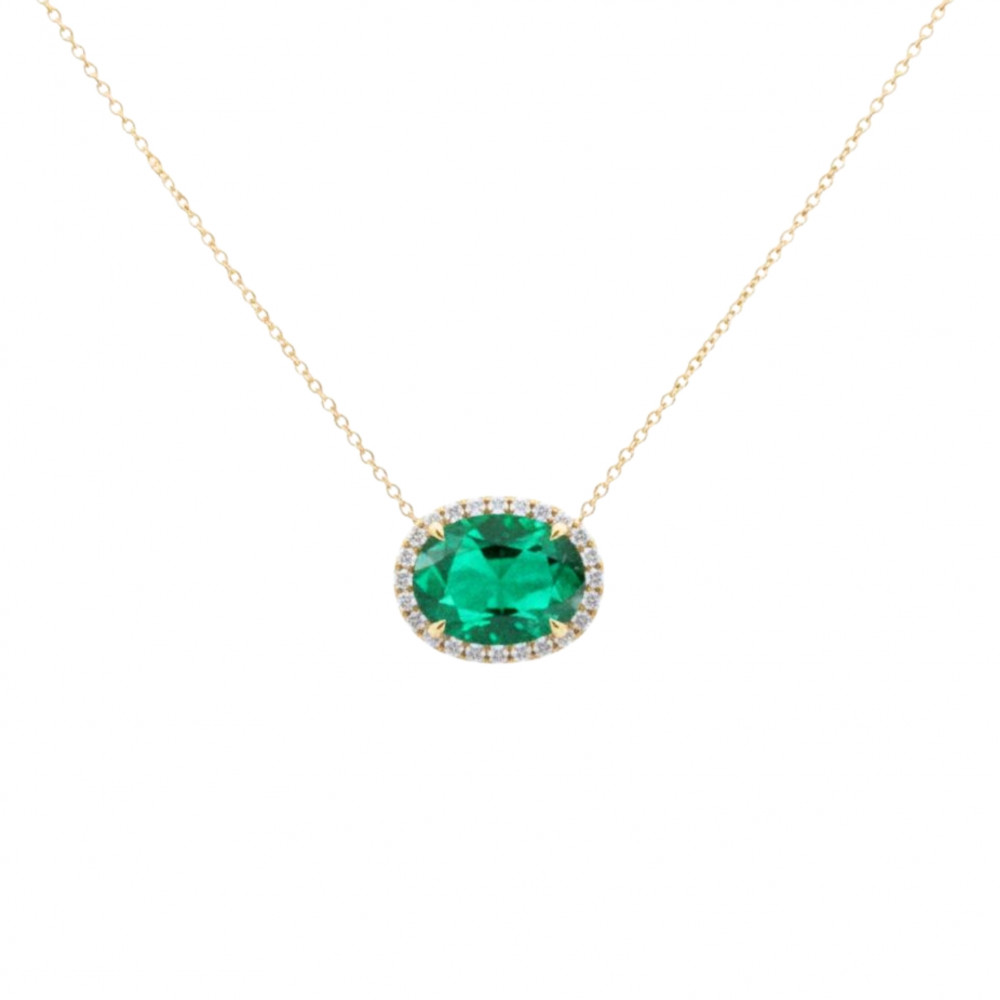 Image of Verdant Oval Emerald Necklace
