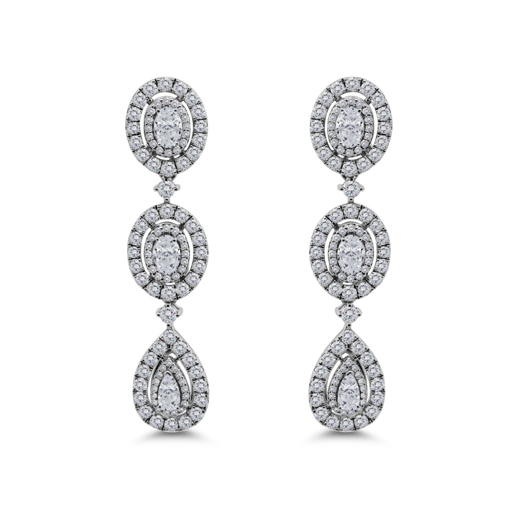 Image of Pear, Oval &amp; Round Melee Diamond Long Earrings