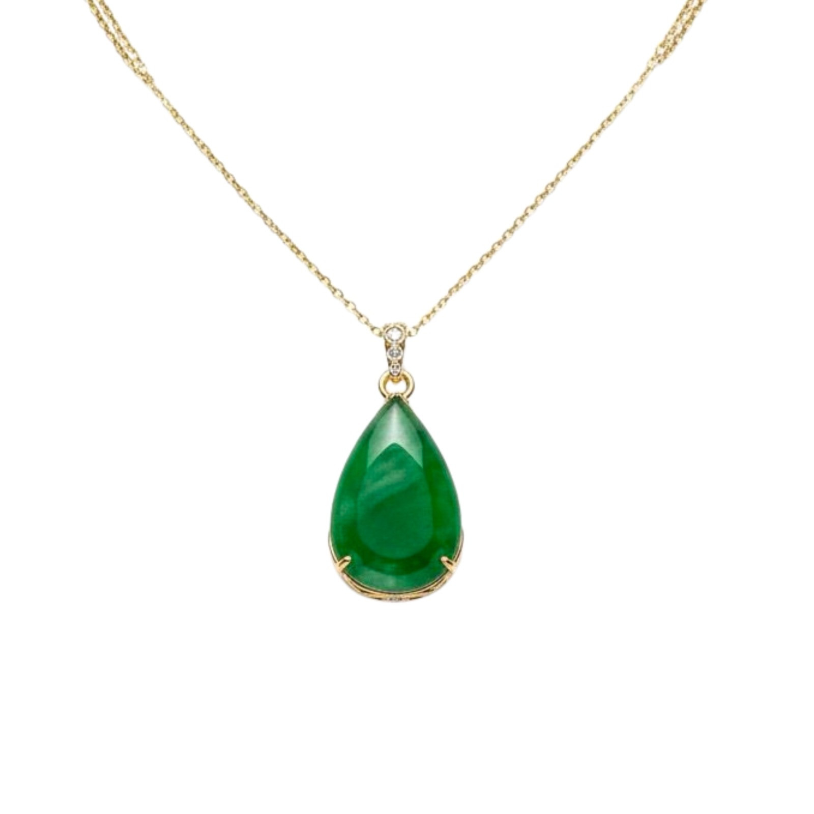 Peardrop Emerald Solitaire Gold Necklace