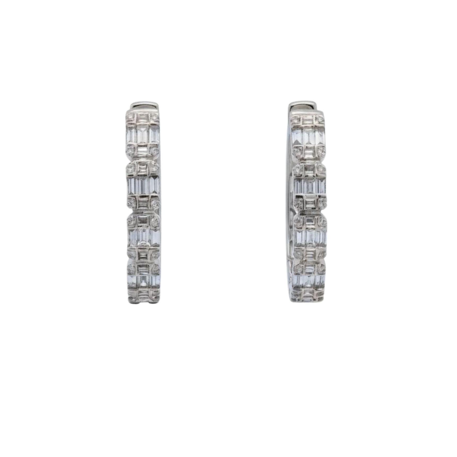 Radiance Hoop Earrings with Round & Baguette Diamonds