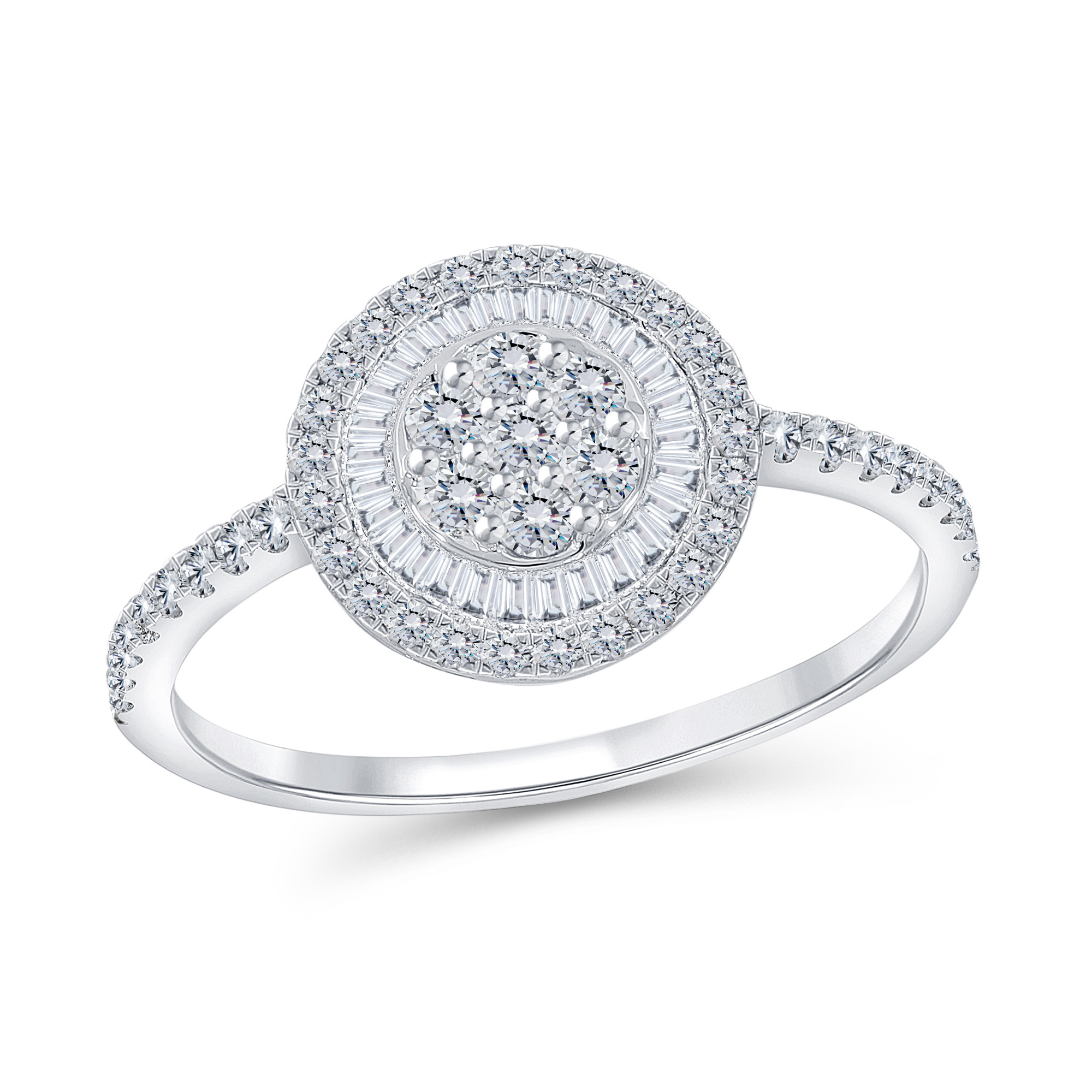 Round and Baguette Diamonds Ring