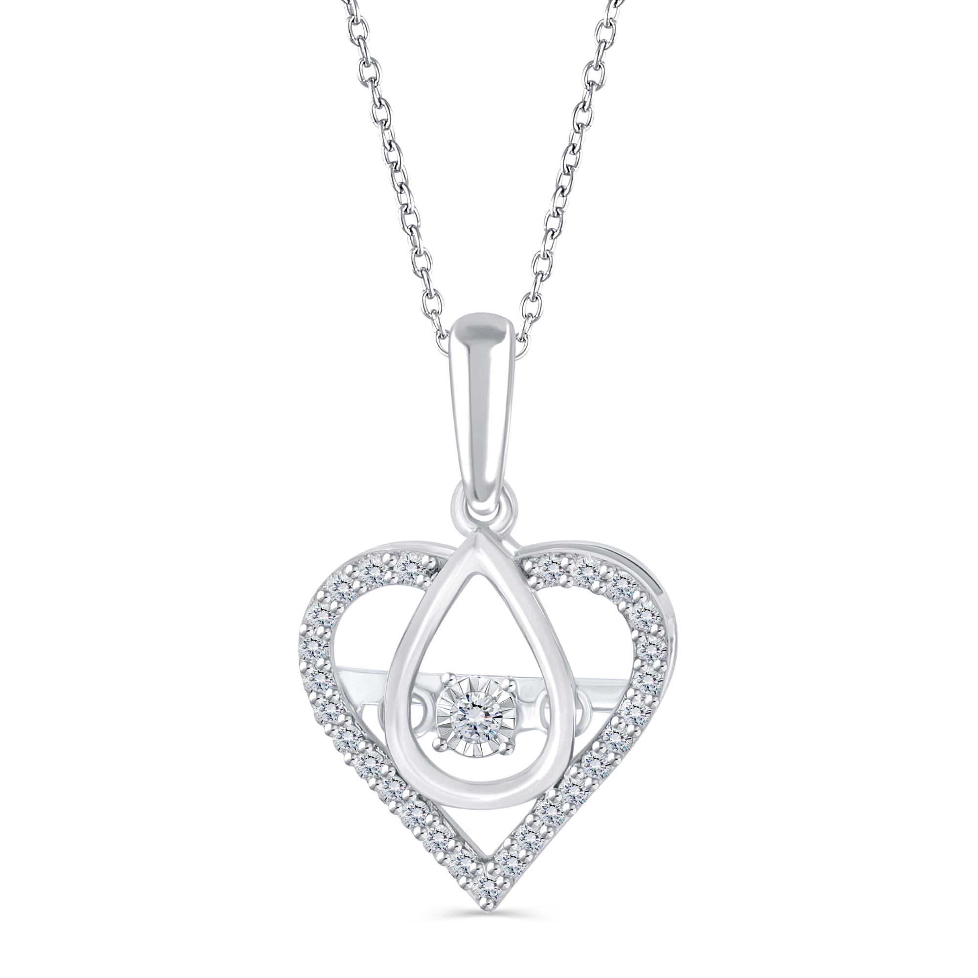 Round Diamond Heart Pendant