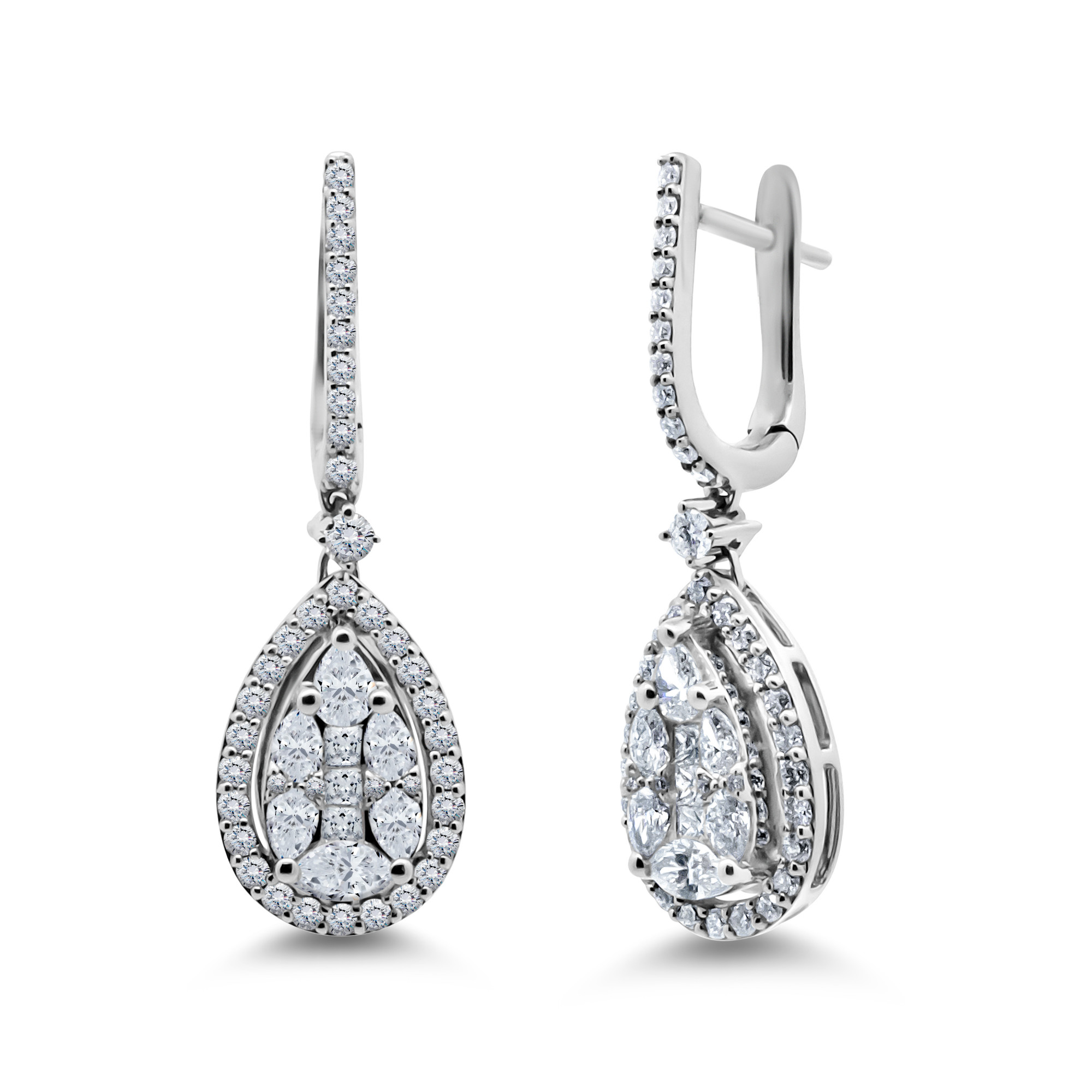 Pear Diamond Long Drop Earrings