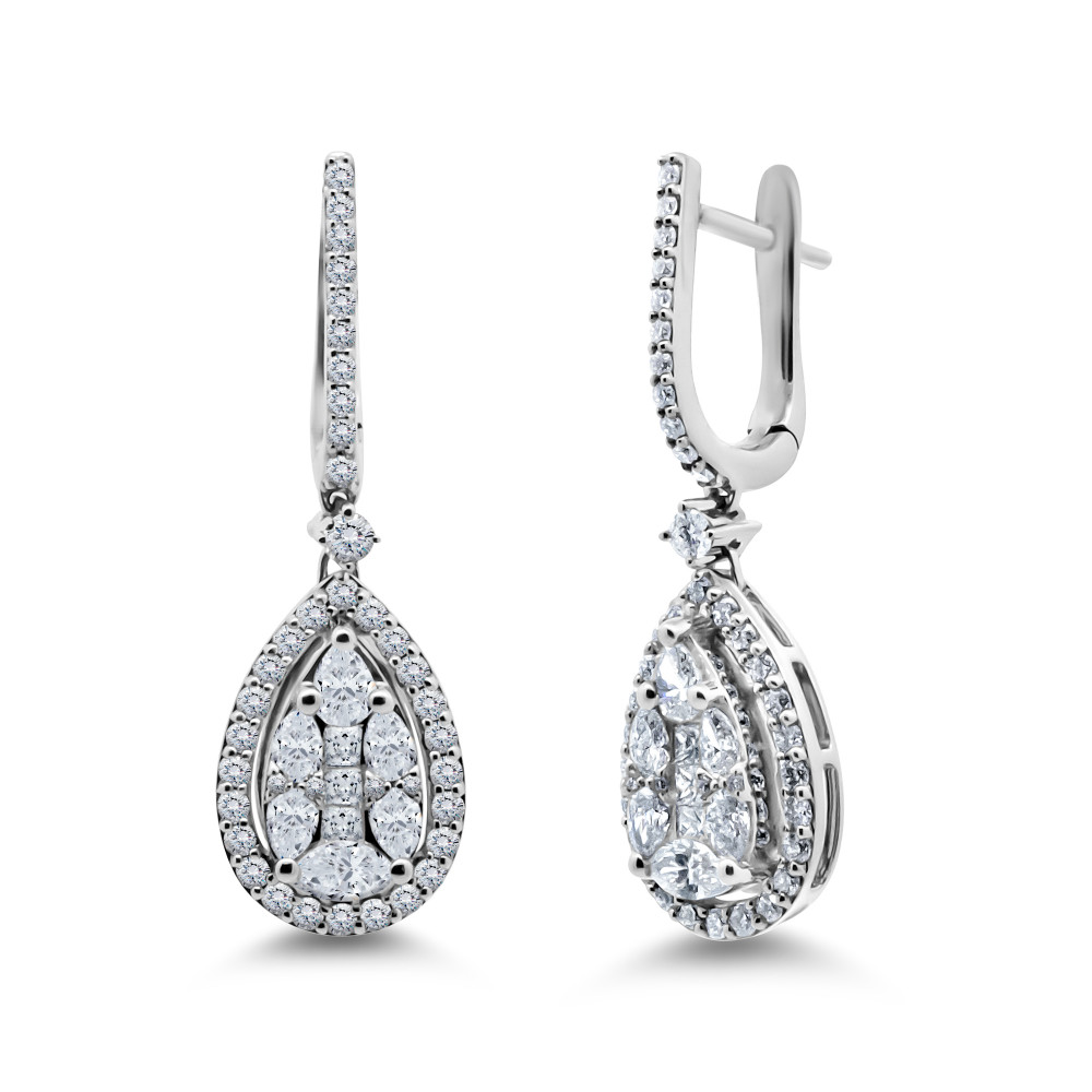 Image of Pear Diamond Long Drop Earrings