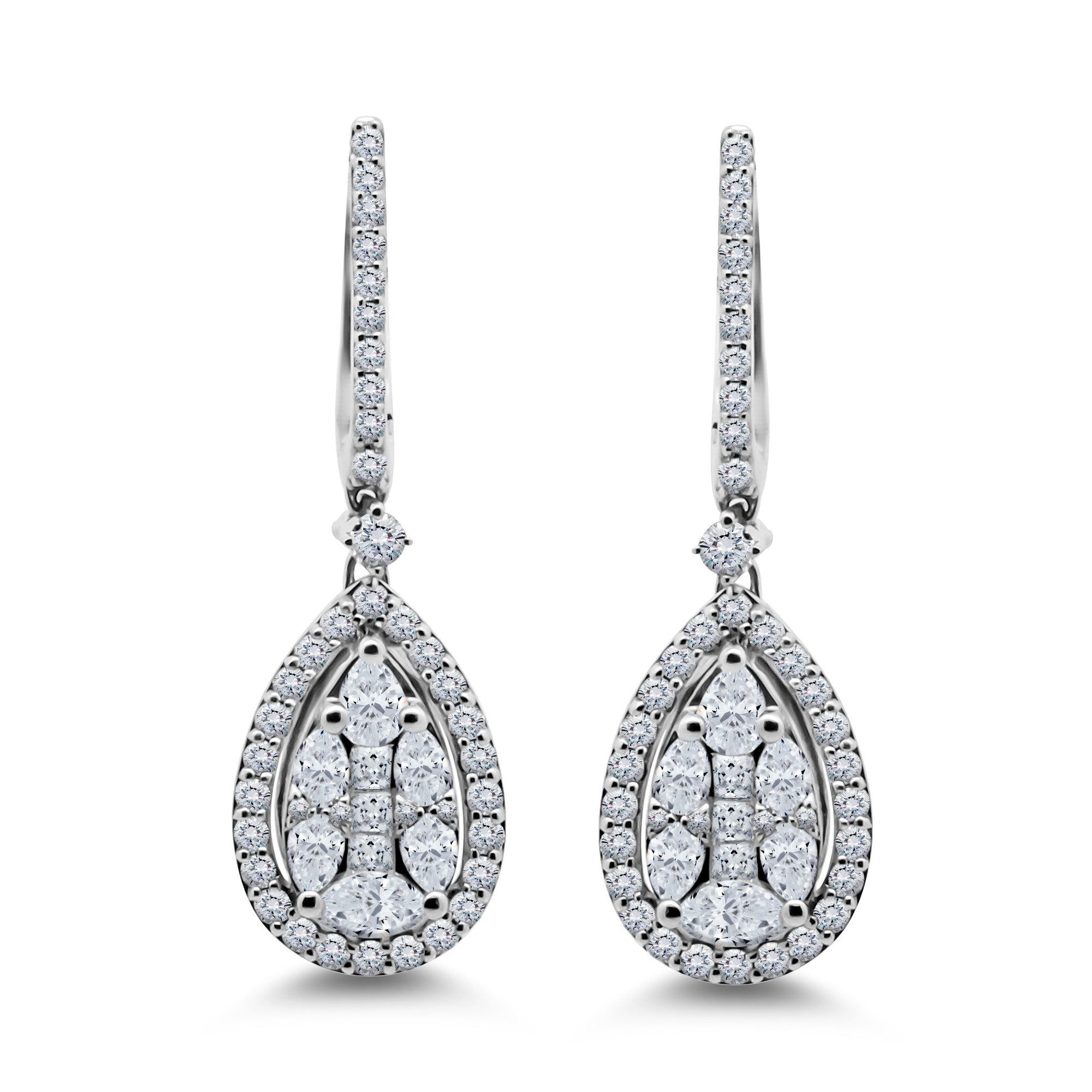 Pear Diamond Long Drop Earrings